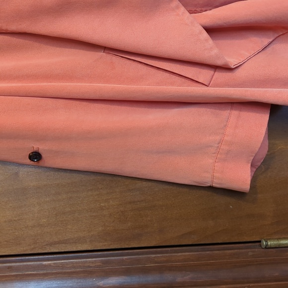 Chicos Womens Jacket Soft Ruffle Roll Tab Sleeve Lyocell Orange Small - Picture 5 of 6